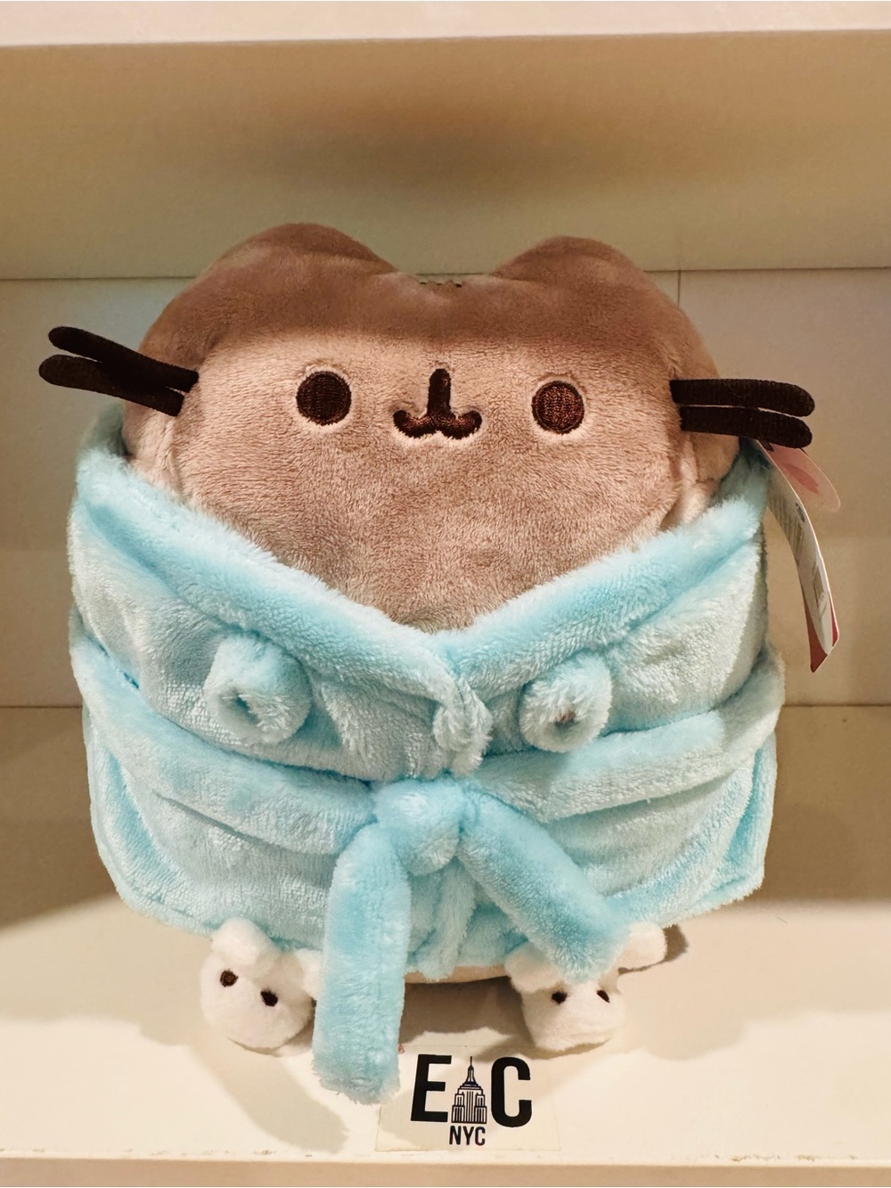 New Pusheen Blue Robe & White Bunny Slippers Plush 9.5inches Gund New with Tags